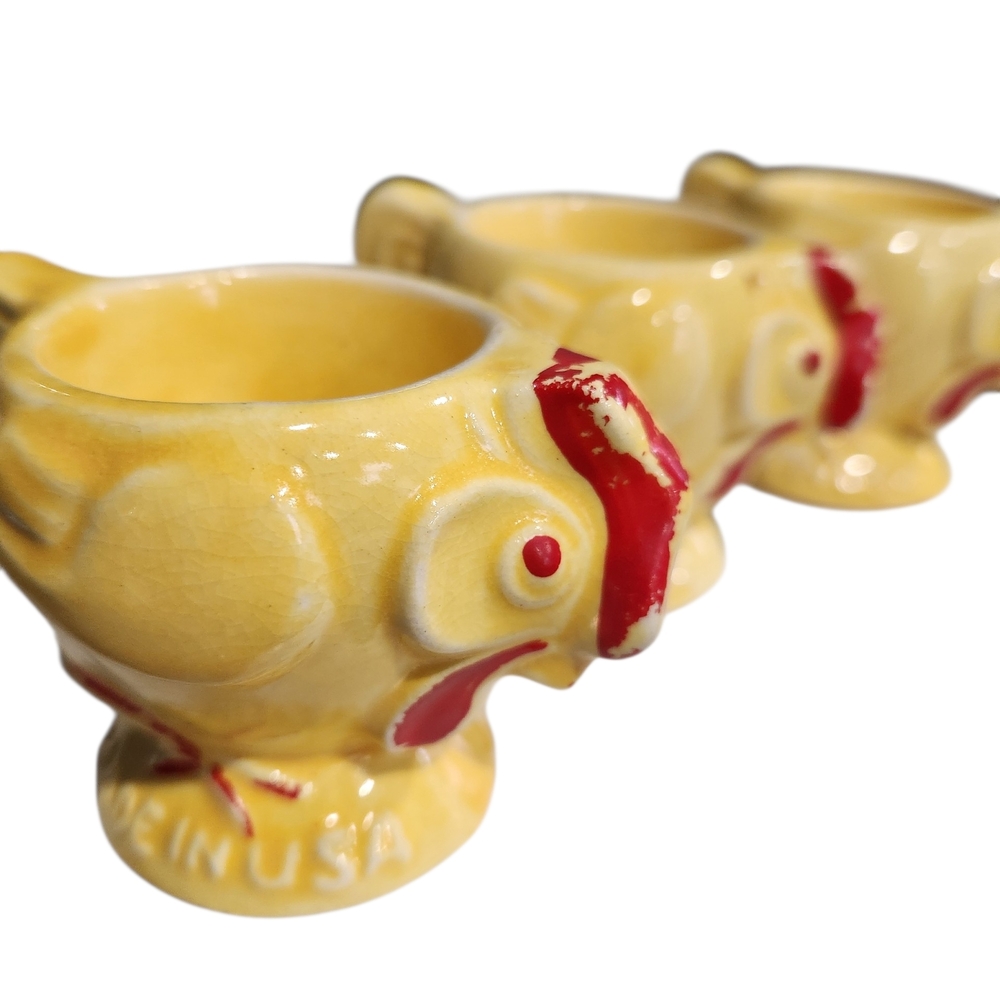 3 Vintage Fanny Farmer Yellow Chicken Egg Cups